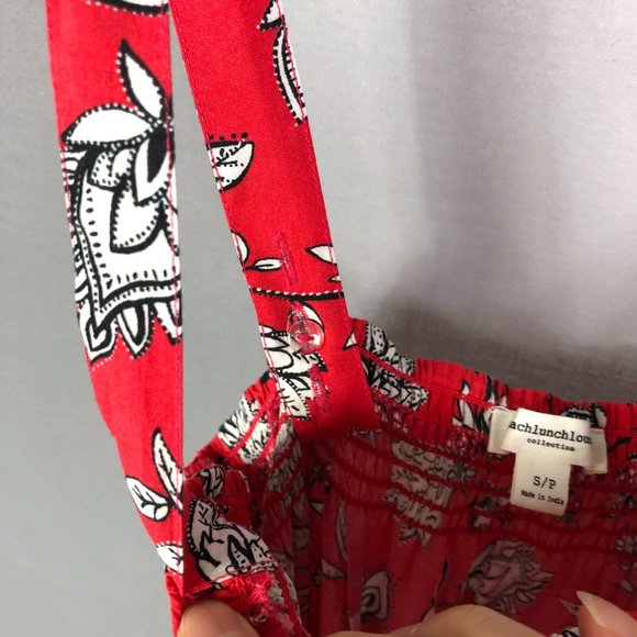 BeachLunchLounge Dress Sundress Women’s Lila Smocked Red Floral Size Small - Picture 7 of 9